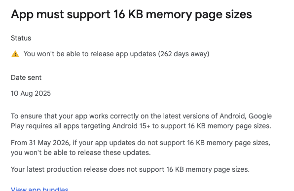 Android 16 KB memory page
